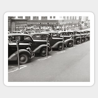 Automobiles in Omaha, 1938. Vintage Photo Sticker